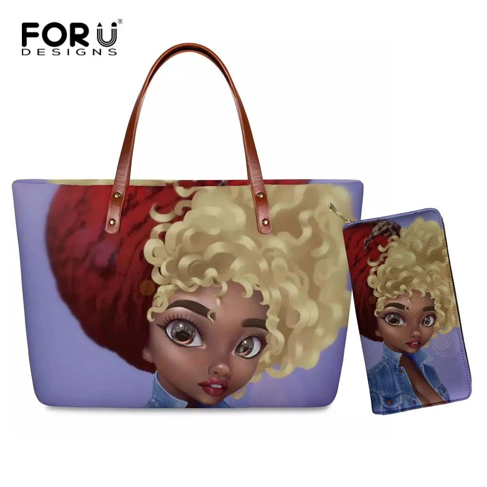 FORUDESIGNS 2Pcs/set Women Bags Art Black African Girl Print Beach Handbag Purse Large Capacity Female Shoulder Tote Bags
FORUDESIGNS 2Pcs/set Women Bags Art Black African Girl Print Beach Handbag Purse Large Capacity Female Shoulder Tote Bags
