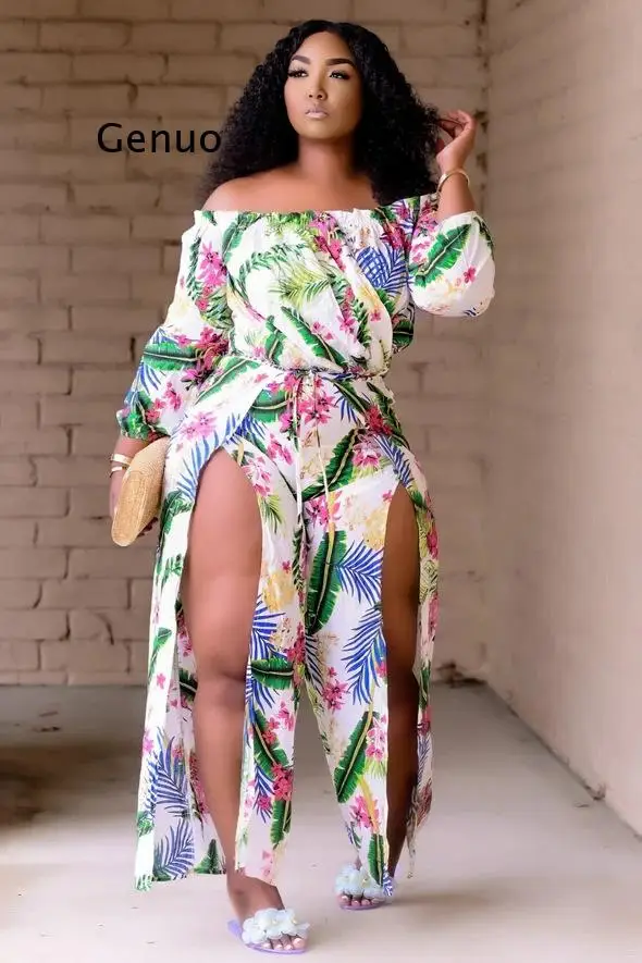 Women Jumpsuit Print Off Shoulder Full Sleeve Slash Neck Loose Split Jumpsuits Bandage Sashes One Piece Overalls Summer
Women Jumpsuit Print Off Shoulder Full Sleeve Slash Neck Loose Split Jumpsuits Bandage Sashes One Piece Overalls Summer