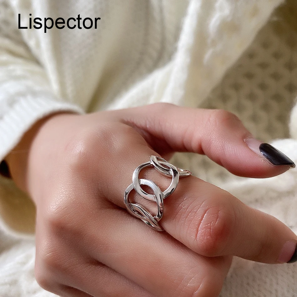 Lispector 925 Sterling Silver Korean Circles Chain Wide Rings for Women Rock Punk Hollow Geometric Rings Hip Hop Unisex Jewelry
Lispector 925 Sterling Silver Korean Circles Chain Wide Rings for Women Rock Punk Hollow Geometric Rings Hip Hop Unisex Jewelry