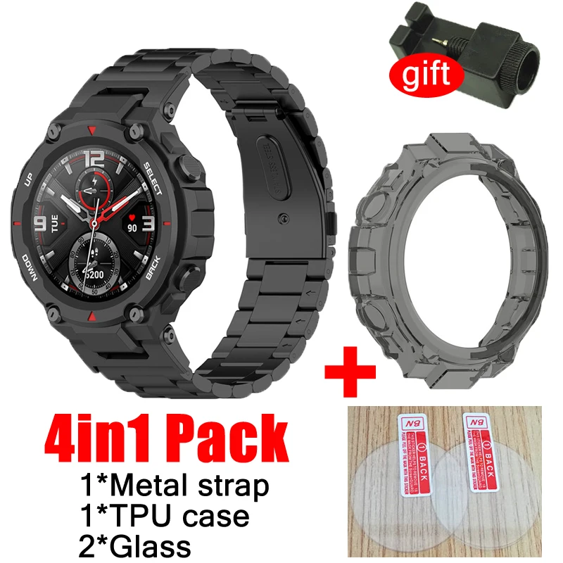 4in1 strap for Amazfit T rex smart watch Band stainless steel Bracelet for amazfit T REX PRO case cover glass screen protector
4in1 strap for Amazfit T rex smart watch Band stainless steel Bracelet for amazfit T REX PRO case cover glass screen protector