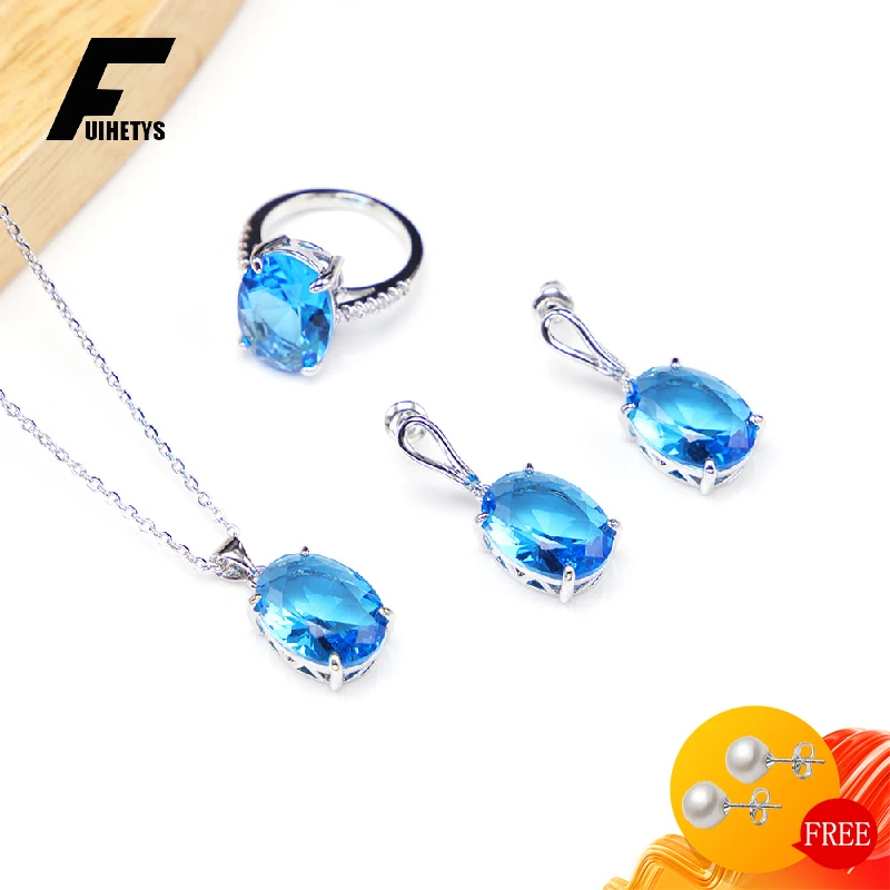 FUIHETYS 925 Silver Jewelry Set Ring Earrings Pendant Necklace with Oval Zircon Gemstone Ornaments for Women Wedding Party Gift
FUIHETYS 925 Silver Jewelry Set Ring Earrings Pendant Necklace with Oval Zircon Gemstone Ornaments for Women Wedding Party Gift