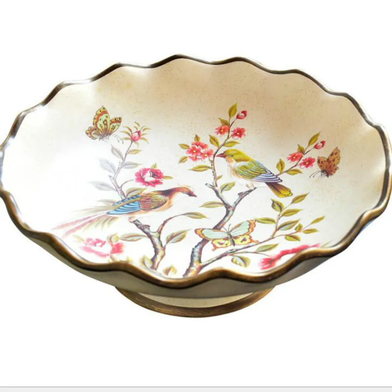 American simple ceramic fruit plate European retro painted round fruit plate New Chinese style coffee table decoration LB1258
American simple ceramic fruit plate European retro painted round fruit plate New Chinese style coffee table decoration LB1258