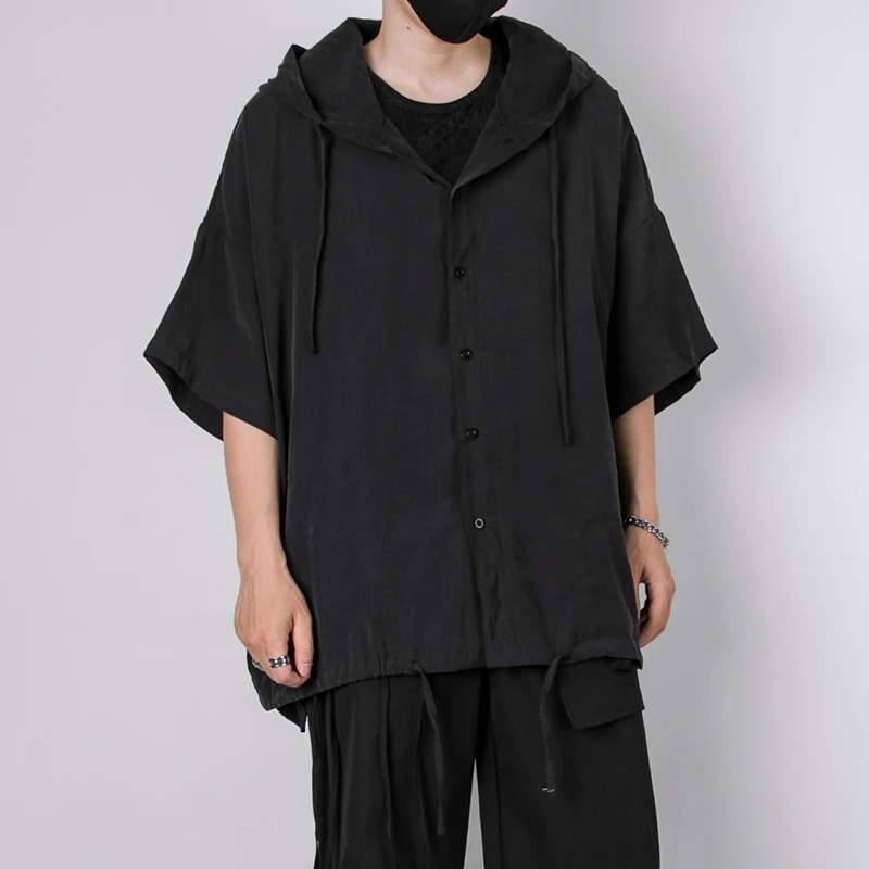 Men's Short Sleeve Black Shirt Hooded Casual Loose Version 5 / 4 Sleeve Shirt Jacket Men's Casual Large Men's Shirt Loose
Men's Short Sleeve Black Shirt Hooded Casual Loose Version 5 / 4 Sleeve Shirt Jacket Men's Casual Large Men's Shirt Loose