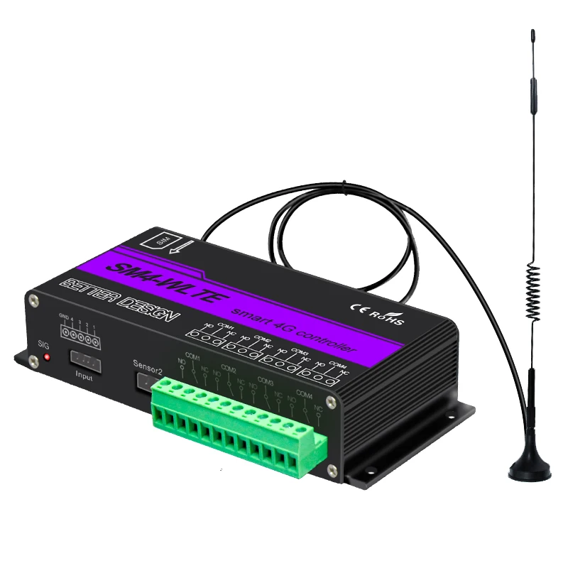4G GSM 4 Way Relay Controller Smart Home Power Switch SMS Call Temperature Sensor Remote Control Gate Opener Lock Server
4G GSM 4 Way Relay Controller Smart Home Power Switch SMS Call Temperature Sensor Remote Control Gate Opener Lock Server