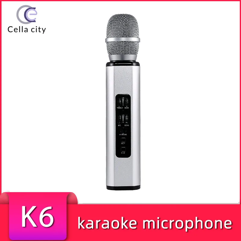 CELLA CITY Wireless Bluetooth Condenser Microphone K6 Mobile Phone K Song Mic Smart Multi-Function Dual Speakers Portable
CELLA CITY Wireless Bluetooth Condenser Microphone K6 Mobile Phone K Song Mic Smart Multi-Function Dual Speakers Portable
