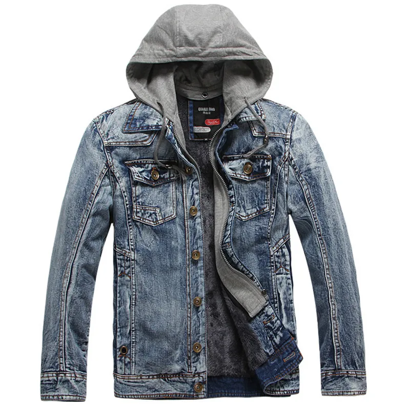 Winter Denim Jacket Wool Liner Fleece Thick Warm Vintage Jeans Coat Men Hooded Collar Motorcycle Jacket Men Chaquetas Hombre
Winter Denim Jacket Wool Liner Fleece Thick Warm Vintage Jeans Coat Men Hooded Collar Motorcycle Jacket Men Chaquetas Hombre