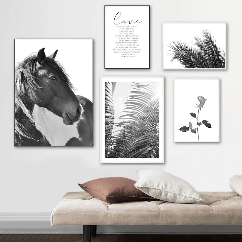 Black White Horse Wall Art Canvas Painting Poster Print Flower LOVE Quote Wall Picture for Living Room Modern Home Decor
Black White Horse Wall Art Canvas Painting Poster Print Flower LOVE Quote Wall Picture for Living Room Modern Home Decor