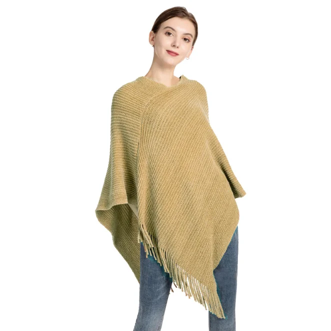 Chenille Knitted Shawl Women's Autumn Winter New Warm Tassel Silver Silk Pullover Cloak Girl's Outdoor Sweater Coat Khaki
Chenille Knitted Shawl Women's Autumn Winter New Warm Tassel Silver Silk Pullover Cloak Girl's Outdoor Sweater Coat Khaki