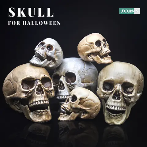 Halloween Stil Kunststoff Menschlichkeit Schädel Dekor Prop Skelett Kopf Schädel Spukhaus Statue Party Dekoration Spiel Liefert