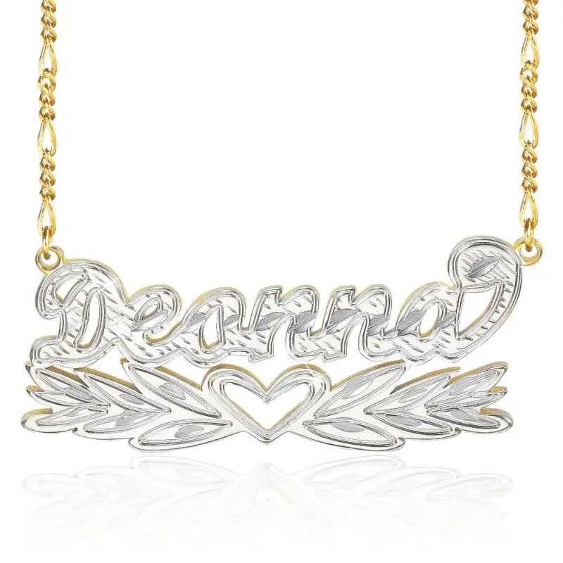 Two Tone Personalized Wing Heart Name Necklace 18K Gold-Plate Double Plate Letter Pendant Necklaces Jewelry Gift for Women Girls
Two Tone Personalized Wing Heart Name Necklace 18K Gold-Plate Double Plate Letter Pendant Necklaces Jewelry Gift for Women Girls