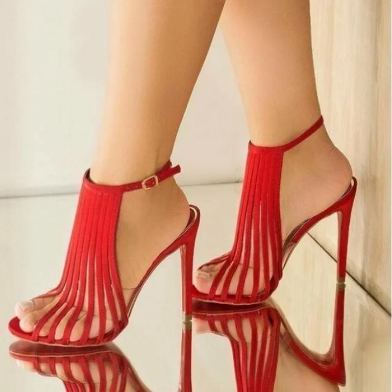 Vertical Straps Women's Sandals Red Suede Hollow Clear PVC Dress Shoes Cut-out Thin Heels Gladiator Sandals
Vertical Straps Women's Sandals Red Suede Hollow Clear PVC Dress Shoes Cut-out Thin Heels Gladiator Sandals