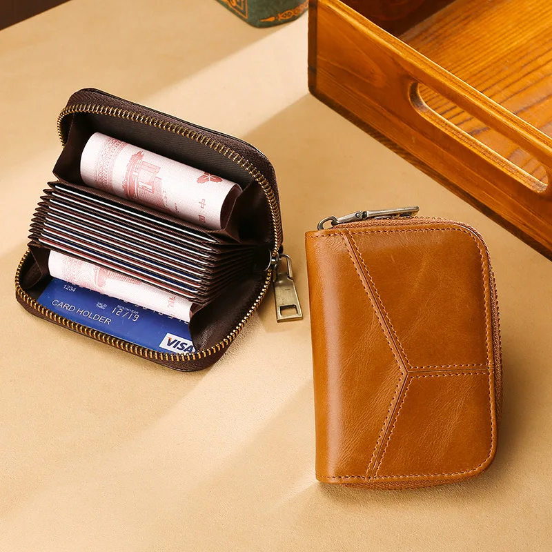 RFID Protection Men Women Business Card Holder Genuine Real Leather Zipper Coin Purse Wallet Unisex Credit Bank Card Case
RFID Protection Men Women Business Card Holder Genuine Real Leather Zipper Coin Purse Wallet Unisex Credit Bank Card Case