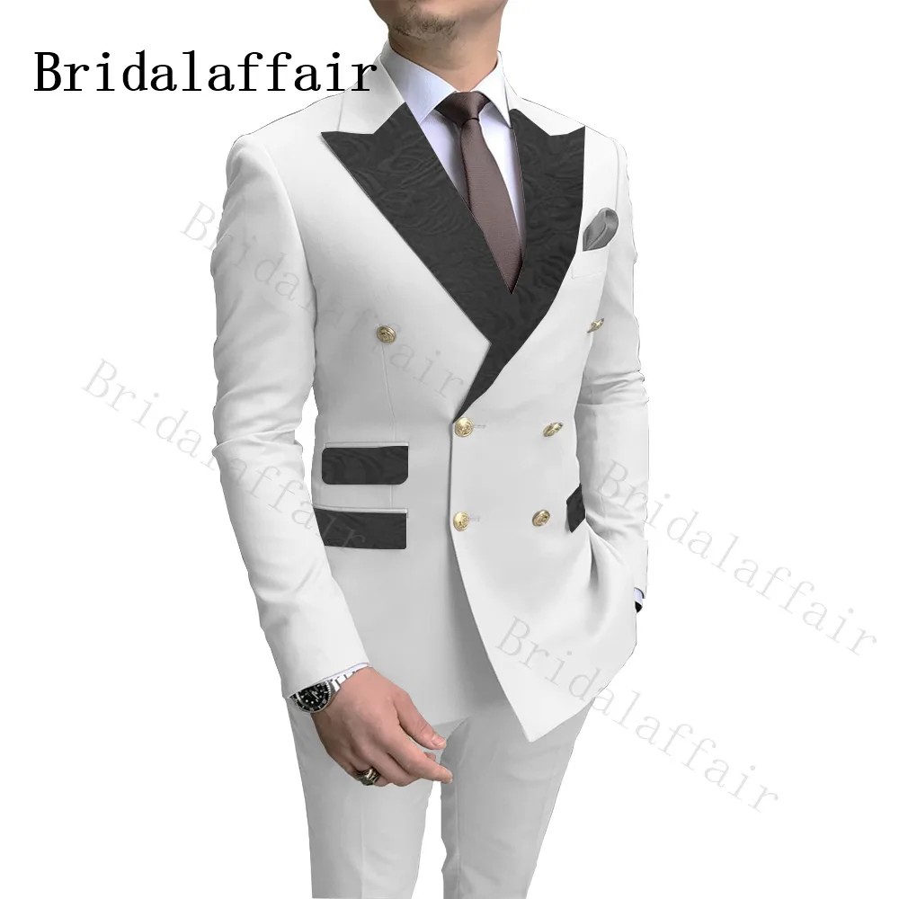 Bridalaffair Double Breasted Groom Suits White Slim Black Paisley Lapel gold buttons Costume Homme Male Suits (Jacket+Pants)
Bridalaffair Double Breasted Groom Suits White Slim Black Paisley Lapel gold buttons Costume Homme Male Suits (Jacket+Pants)