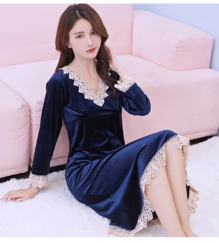 Keep Warm Sleepwear Lace Nightwear Nightdress Comfortable Casual Soft Homewear V-neck Sexy Clothes Young Lady Winter Nightgown
Keep Warm Sleepwear Lace Nightwear Nightdress Comfortable Casual Soft Homewear V-neck Sexy Clothes Young Lady Winter Nightgown
