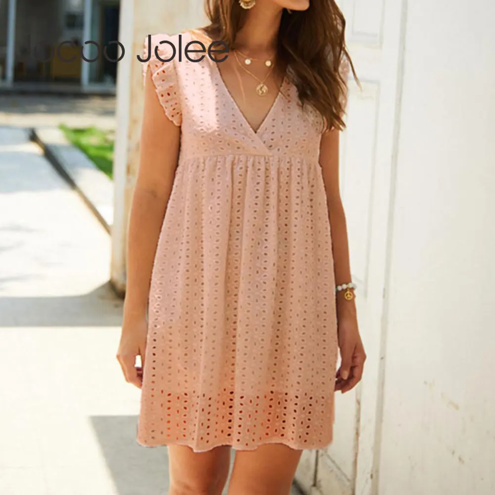 Hollow Out Mini Dress Sexy V Neck Lace Short Ruffle Sleeve A Line Sundress Casual Loose Kawaii Summer Beach dress new year 2022
Hollow Out Mini Dress Sexy V Neck Lace Short Ruffle Sleeve A Line Sundress Casual Loose Kawaii Summer Beach dress new year 2022