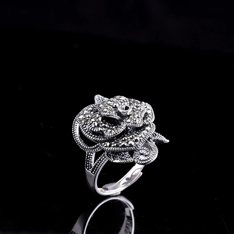 Uglyless Heavy Work Handmade Flower Rings for Women Marcasite Floral Wide Open Rings Real 925 Silver Bijoux Ethnic Jewelry R912
Uglyless Heavy Work Handmade Flower Rings for Women Marcasite Floral Wide Open Rings Real 925 Silver Bijoux Ethnic Jewelry R912