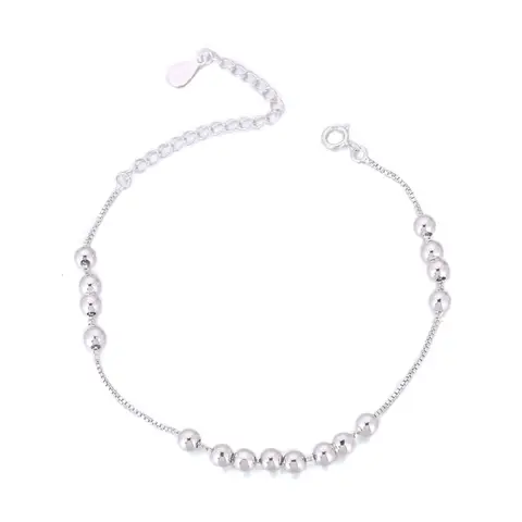 New Arrival Fashion 925 Sterling Ladies Silver Anklets Bead Manual Anklet Bracelet For Women & Girl Jewelry  Gift