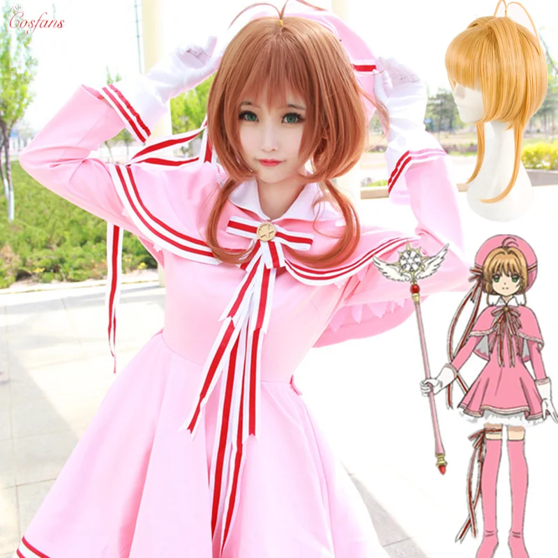 New Halloween Cardcaptor Sakura: Clear Card Sakura Kinomoto Pink Dress Cosplay Costume Custom-made For Christmas Sakura wig set
New Halloween Cardcaptor Sakura: Clear Card Sakura Kinomoto Pink Dress Cosplay Costume Custom-made For Christmas Sakura wig set