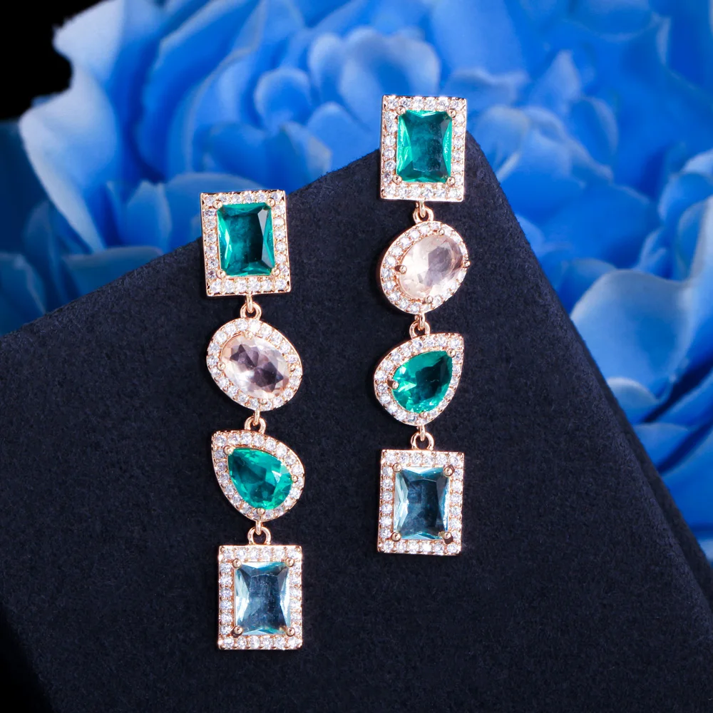CWWZircons Shiny Dangle Drop Multicolor Blue Cubic Zirconia Crystal Long Earrings for Women Gold Color Boho Party Jewelry CZ911
CWWZircons Shiny Dangle Drop Multicolor Blue Cubic Zirconia Crystal Long Earrings for Women Gold Color Boho Party Jewelry CZ911