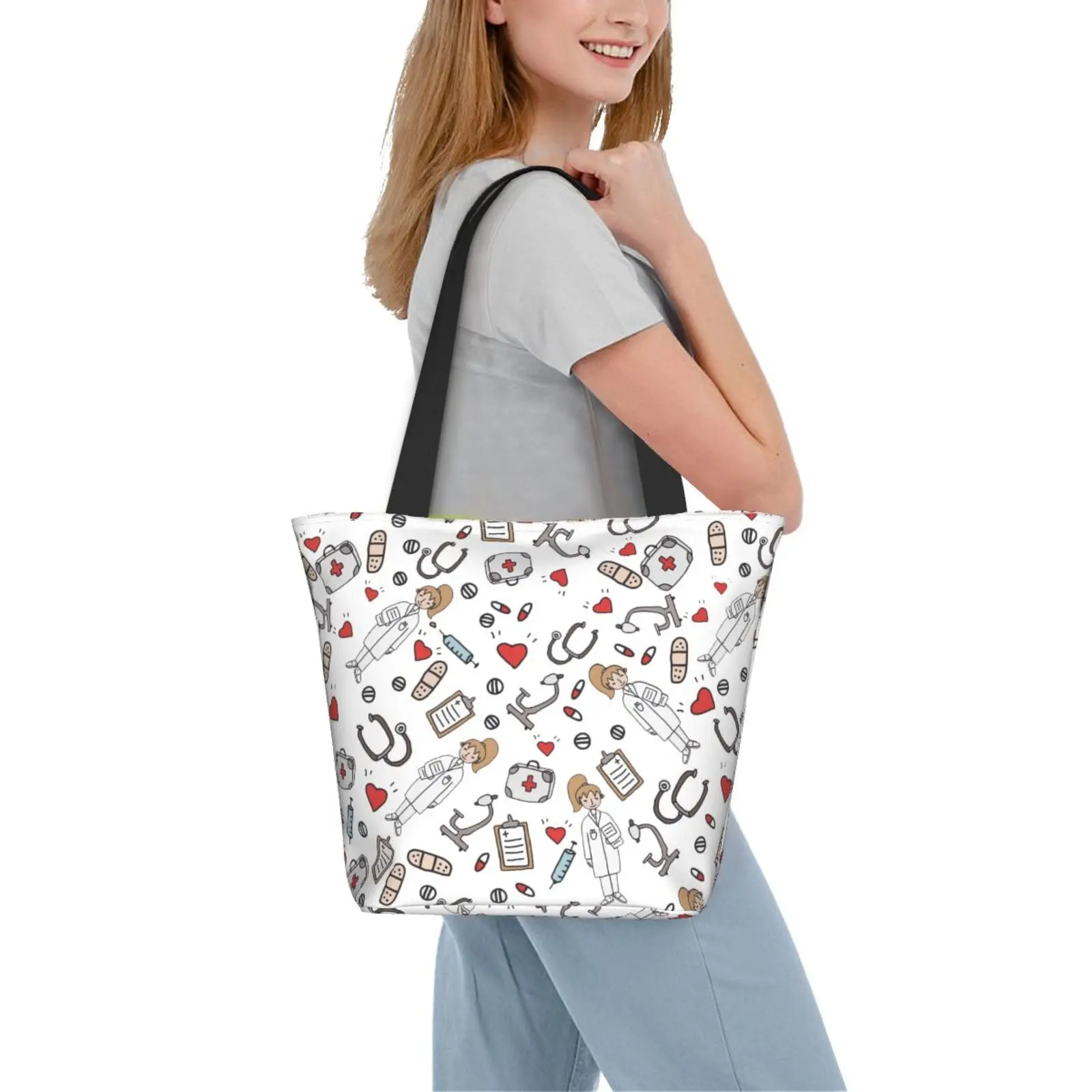Female Nurse Print Casual Tote Women Shoulder Bag Reusable Large Capacity Eco Reusable Shopping Bag Travel Zipper Handbag
Female Nurse Print Casual Tote Women Shoulder Bag Reusable Large Capacity Eco Reusable Shopping Bag Travel Zipper Handbag