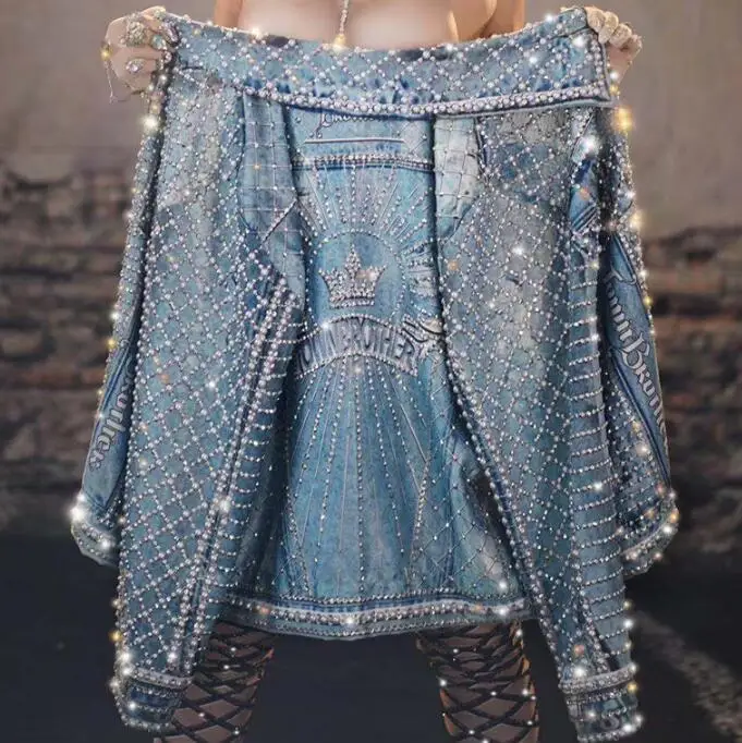 Jeans Jacket Men Women Dance Coat Shiny Rhinestone Cover DJ Nightclub Stage Spring
Jeans Jacket Men Women Dance Coat Shiny Rhinestone Cover DJ Nightclub Stage Spring