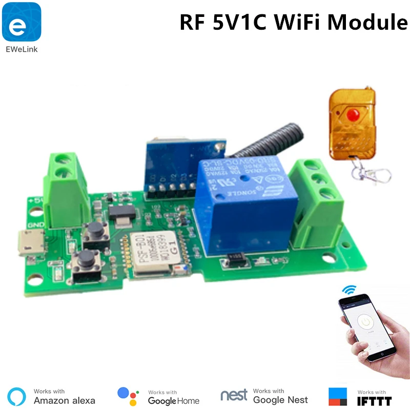 Умный WiFi переключатель 5V1C WiFi модуль DIY умный дом Alexa совместимый RF433MHz приложение Remorte управление IFTTT поддержка
Умный WiFi переключатель 5V1C WiFi модуль DIY умный дом Alexa совместимый RF433MHz приложение Remorte управление IFTTT поддержка