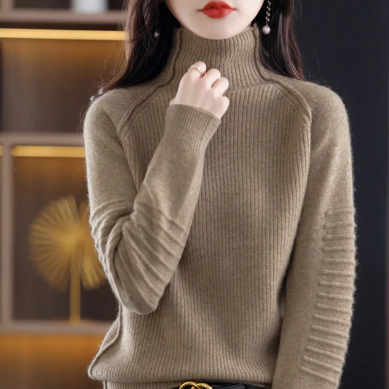 Turtleneck Cashmere Sweater Women's Autumn Winter New 100% Pure Wool Sweater Half High Collar Knitted Loose Pullover Female Hot
Turtleneck Cashmere Sweater Women's Autumn Winter New 100% Pure Wool Sweater Half High Collar Knitted Loose Pullover Female Hot