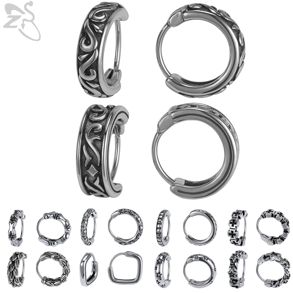 ZS Stainless Steel Hoop Earring for Punk Rock Men Hip-Pop Style Round Earring Gothic Vintage Cross Star Earrings Jewelry
ZS Stainless Steel Hoop Earring for Punk Rock Men Hip-Pop Style Round Earring Gothic Vintage Cross Star Earrings Jewelry