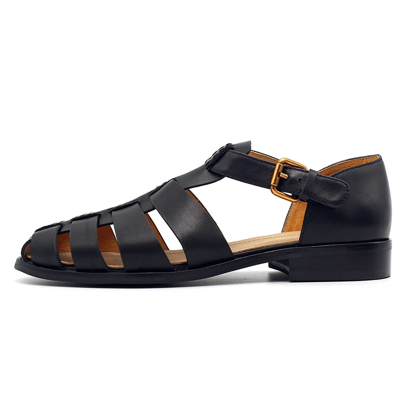 Men Gladiator Sandals 2023 Genuine Leather Handmade Vintage Solid Black Street Sandals Summer Shoes British Buckle Flat Sandals 
Men Gladiator Sandals 2023 Genuine Leather Handmade Vintage Solid Black Street Sandals Summer Shoes British Buckle Flat Sandals