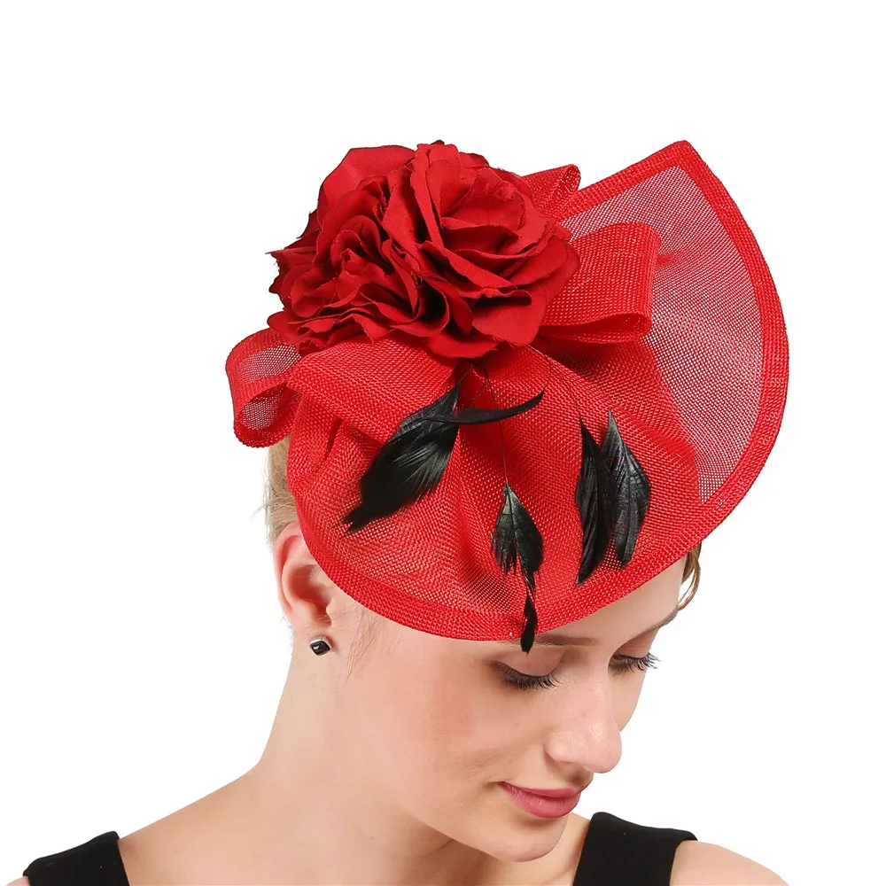 Charming Red Wedding Fascinators Hats Black Feather Accessory Headbands Vintage Summer Feather Hat Event Hair Clips High Quality
Charming Red Wedding Fascinators Hats Black Feather Accessory Headbands Vintage Summer Feather Hat Event Hair Clips High Quality