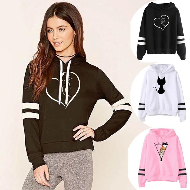 Spring Autumn Women's Hooded Sweatshirt Stripe Patchwork Multi Cute Cartoon Animal Cat Printing Casual Female Fleece Hoodie
Spring Autumn Women's Hooded Sweatshirt Stripe Patchwork Multi Cute Cartoon Animal Cat Printing Casual Female Fleece Hoodie
