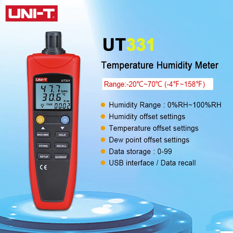 UNI-T UNITUT331 Измеритель температуры и влажности, цифровой USB Термогигрометр для заводов/продуктов питания/здоровья/охраны окружающей среды
UNI-T UNITUT331 Измеритель температуры и влажности, цифровой USB Термогигрометр для заводов/продуктов питания/здоровья/охраны окружающей среды