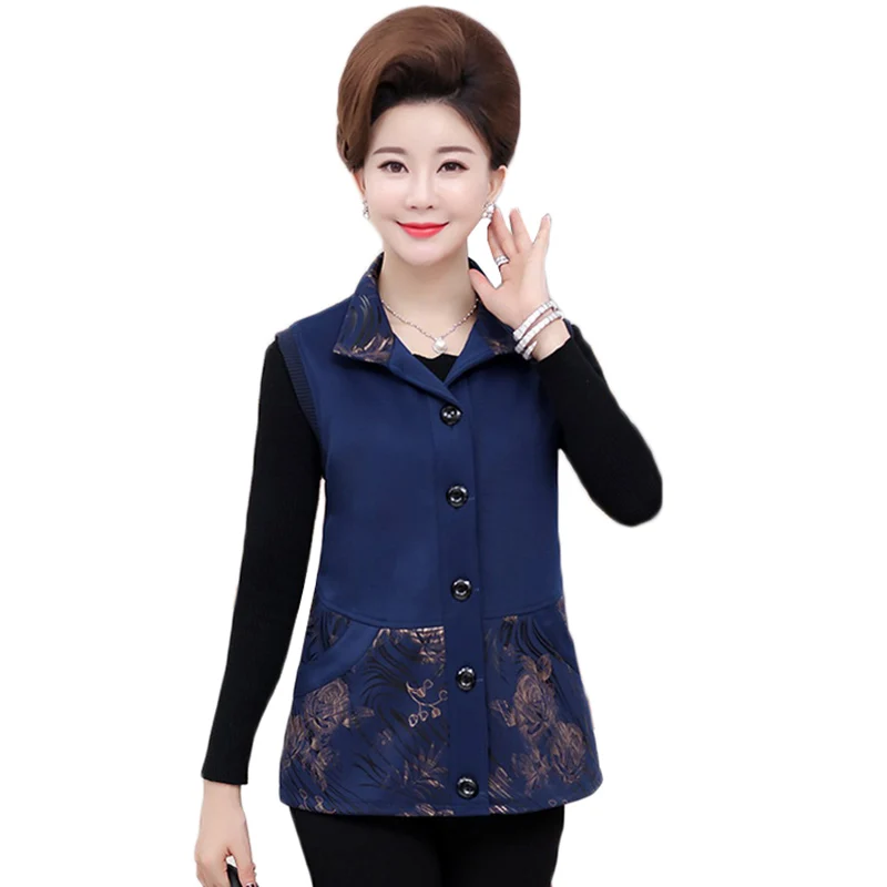 Middle-aged Women Vest Coat New Autumn Winter Jacket Printed Single-breasted Sleeveless Vest Middle-aged Female Waistcoat Tops
Middle-aged Women Vest Coat New Autumn Winter Jacket Printed Single-breasted Sleeveless Vest Middle-aged Female Waistcoat Tops