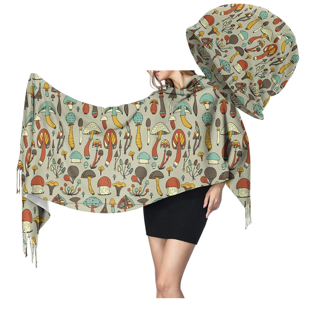 NOISYDESIGNS 2pcs Set Women Imitation Cashmere Scarves with Tassel Knitted Winter Cap Mushrooms Colorful Pattern Soft Warm Scarf
NOISYDESIGNS 2pcs Set Women Imitation Cashmere Scarves with Tassel Knitted Winter Cap Mushrooms Colorful Pattern Soft Warm Scarf