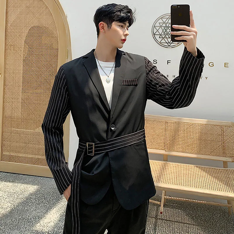 Men Autumn 2PCS Suits Sets (jacket+pants) Male Streetwear Hip Hop Stripe Splice Belt Business Casual Blazer Coat Suit Trousers
Men Autumn 2PCS Suits Sets (jacket+pants) Male Streetwear Hip Hop Stripe Splice Belt Business Casual Blazer Coat Suit Trousers