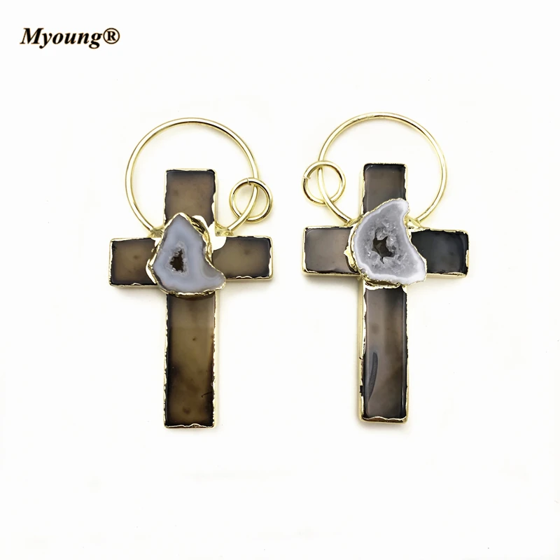 Agates Black Cross Pendants,Geode Paved Gold-Plated Loop Necklace For DIY Jewelry Making MY210445
Agates Black Cross Pendants,Geode Paved Gold-Plated Loop Necklace For DIY Jewelry Making MY210445