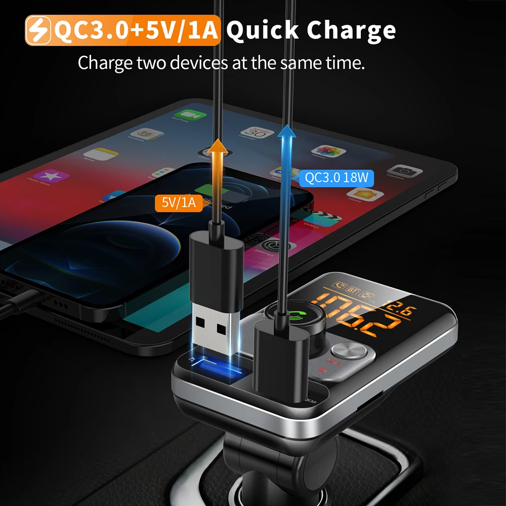 Car Wireless Handsfree Bluetooth-Compatible5.1 MP3 Player FM Transmitter Dual USB Fast Charger TF U Disk AUX Vehicle Accessories
Car Wireless Handsfree Bluetooth-Compatible5.1 MP3 Player FM Transmitter Dual USB Fast Charger TF U Disk AUX Vehicle Accessories