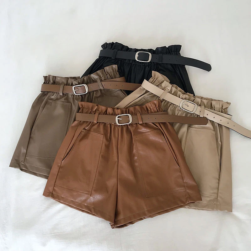 Casual Sweet Solid Women PU Shorts Summer Vintage Straight Korean Female Shorts Mujer Empire Elastic Waist Sashes Mini Shorts
Casual Sweet Solid Women PU Shorts Summer Vintage Straight Korean Female Shorts Mujer Empire Elastic Waist Sashes Mini Shorts