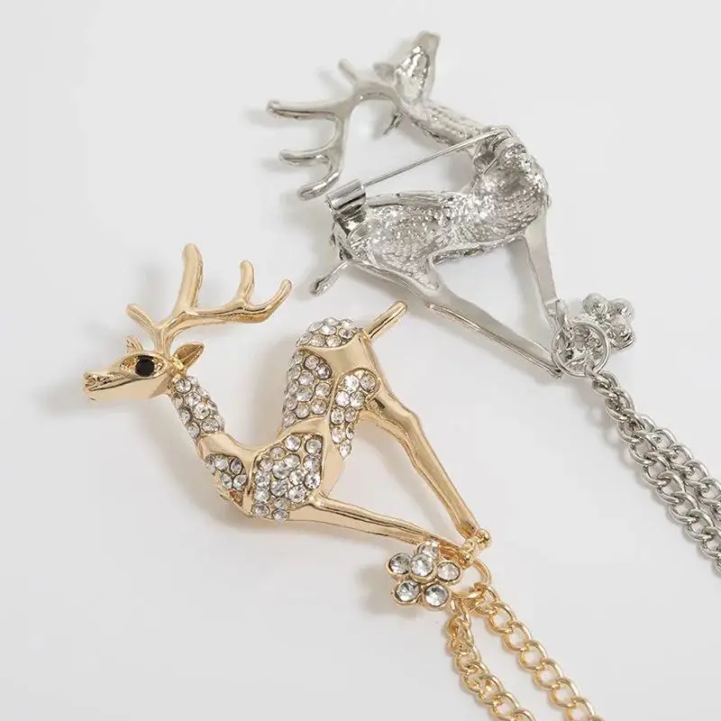 Metal Badges Retro Temperament Simple And Bersatile Metal Moose Double Chain Tassel Brooch Collar Pin Collar Buckle Accessories
Metal Badges Retro Temperament Simple And Bersatile Metal Moose Double Chain Tassel Brooch Collar Pin Collar Buckle Accessories