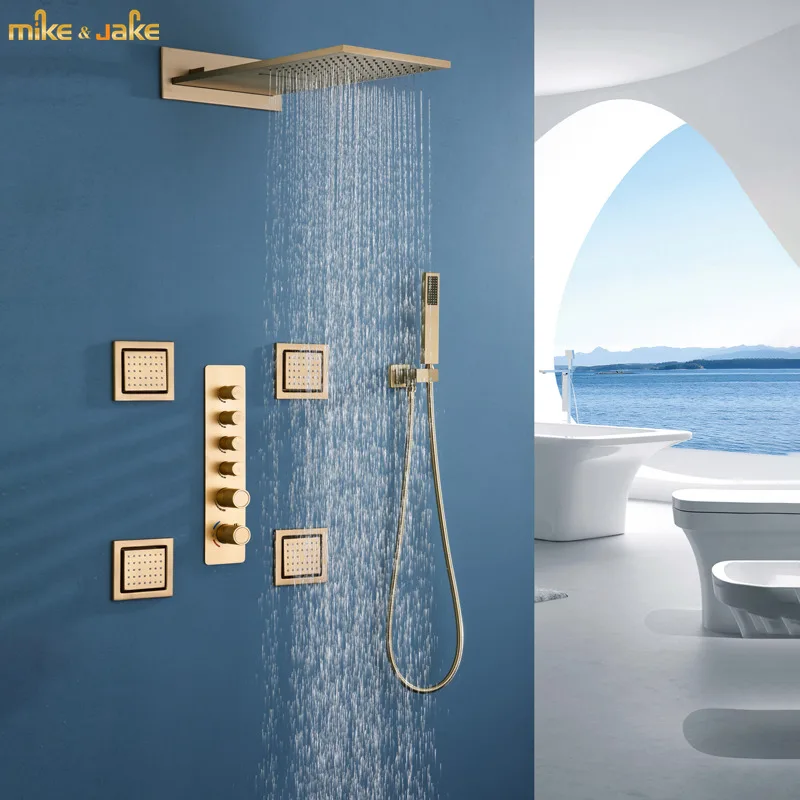 brushed gold Bathroom rain shower systems rainfall Shower faucet Rainfall shower set bathroom brush gold Shower column set
brushed gold Bathroom rain shower systems rainfall Shower faucet Rainfall shower set bathroom brush gold Shower column set