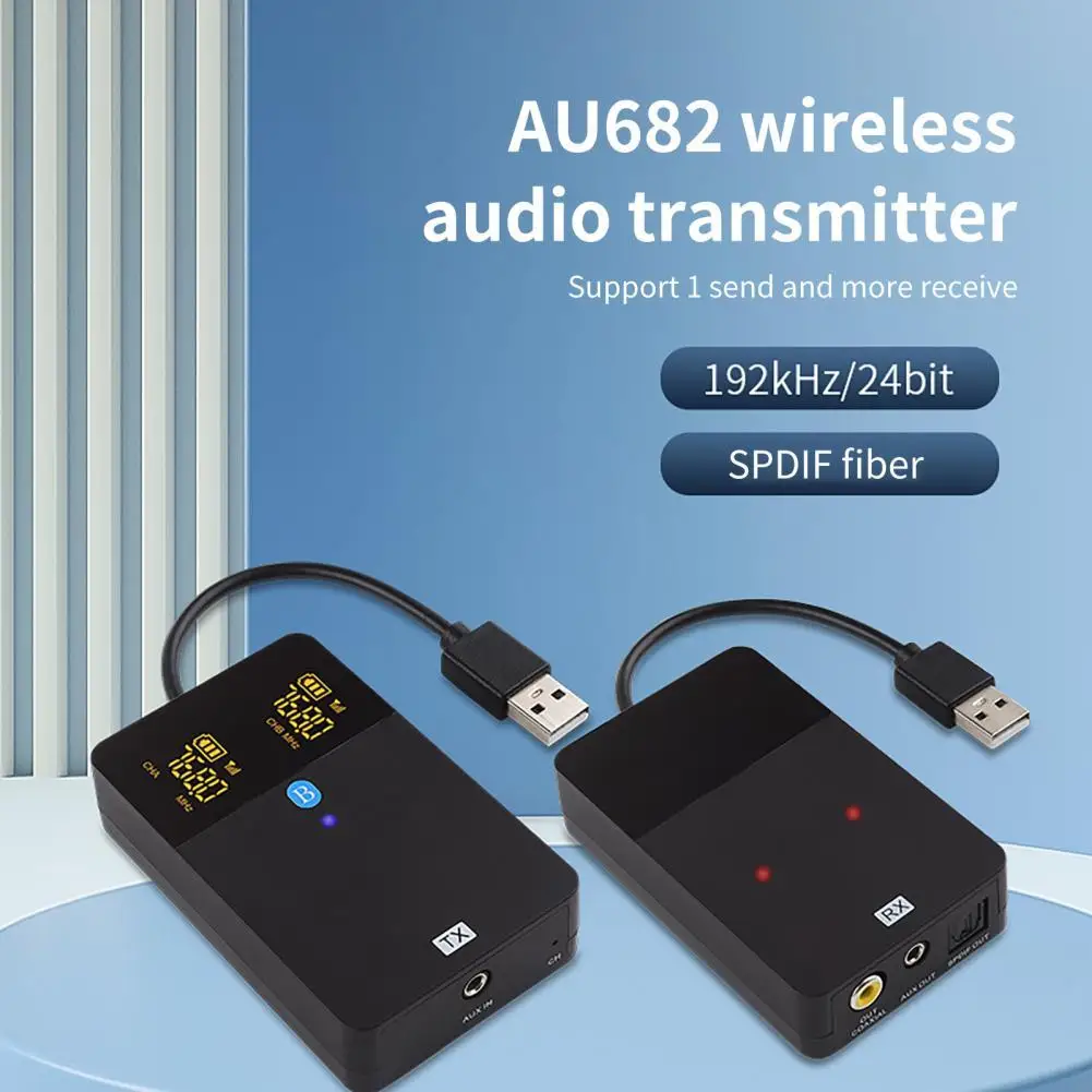 AU682 Audio Adapter Barrier-free High Fidelity Plug Play Wireless Audio Transmitter Receiver for Monitor
AU682 Audio Adapter Barrier-free High Fidelity Plug Play Wireless Audio Transmitter Receiver for Monitor
