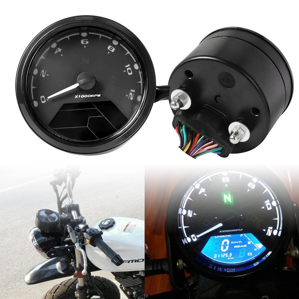 LCD Digital Universal Motorcycle Odometer Speedometer Fuel Tachometer Panel Instrument Multi-Function 12000RPM Gauge
LCD Digital Universal Motorcycle Odometer Speedometer Fuel Tachometer Panel Instrument Multi-Function 12000RPM Gauge