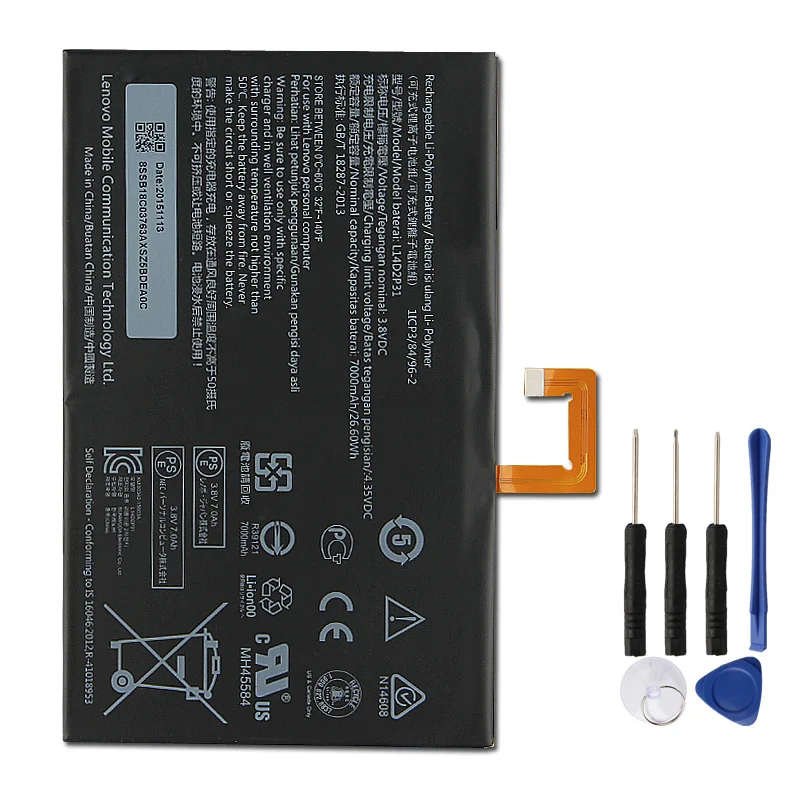 NEW Replacement Tablet Battery L14D2P31 For Lenovo Tab 2 A10-70 TB2-X30M TB2-X30F Rechargable Battery 7000mAh + Free Tools
NEW Replacement Tablet Battery L14D2P31 For Lenovo Tab 2 A10-70 TB2-X30M TB2-X30F Rechargable Battery 7000mAh + Free Tools
