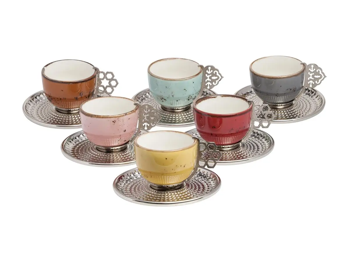 Espresso Coffee Cups with Saucers Set of 6, Porcelain Turkish Greek Silver Coffee Cups and Saucers, coffee Cup For Women, Men
Espresso Coffee Cups with Saucers Set of 6, Porcelain Turkish Greek Silver Coffee Cups and Saucers, coffee Cup For Women, Men