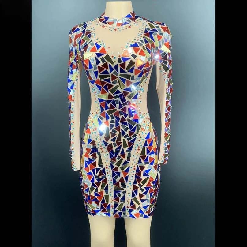 Sparkly Sequin Mirror Dress Singer Rhinestones Singer Transparent short Dress Gogo stage costume Birthday Celebrate Outfit
Sparkly Sequin Mirror Dress Singer Rhinestones Singer Transparent short Dress Gogo stage costume Birthday Celebrate Outfit