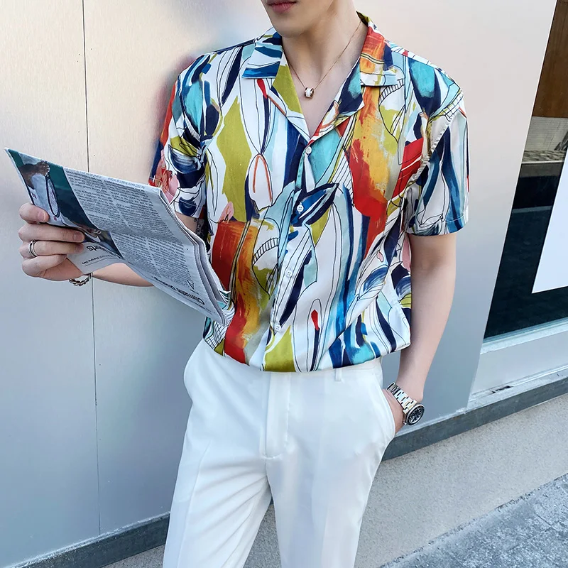 Fashion Casual Summer Slim Fit Dress Shirt Social Tuxedo Clothes Camisa Brand Luxury Men Shirt Retro Print Short Sleeve Shirts
Fashion Casual Summer Slim Fit Dress Shirt Social Tuxedo Clothes Camisa Brand Luxury Men Shirt Retro Print Short Sleeve Shirts