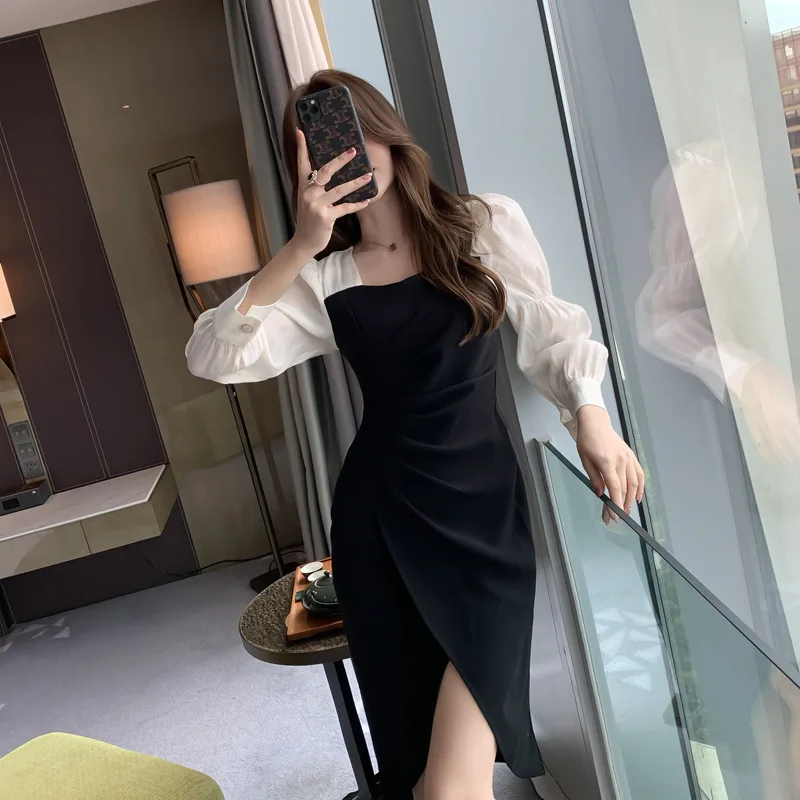 2022 Spring New Women's Temperament Square Collar Slim Irregular Dress Female Elegant Spliced Lady Clothing Office Lady Dress
2022 Spring New Women's Temperament Square Collar Slim Irregular Dress Female Elegant Spliced Lady Clothing Office Lady Dress