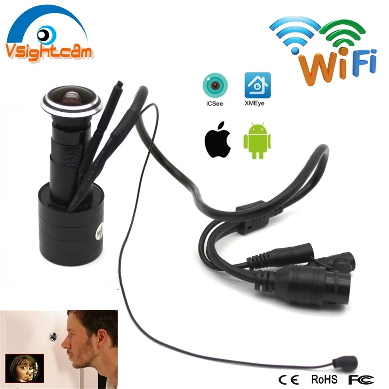 Audio Home Security Door Eye Hole Wifi Peephole IP Camera 1080P 1.78mm Fisheye Wide Angel Lens CCTV Network Mini Web HD Camera
Audio Home Security Door Eye Hole Wifi Peephole IP Camera 1080P 1.78mm Fisheye Wide Angel Lens CCTV Network Mini Web HD Camera