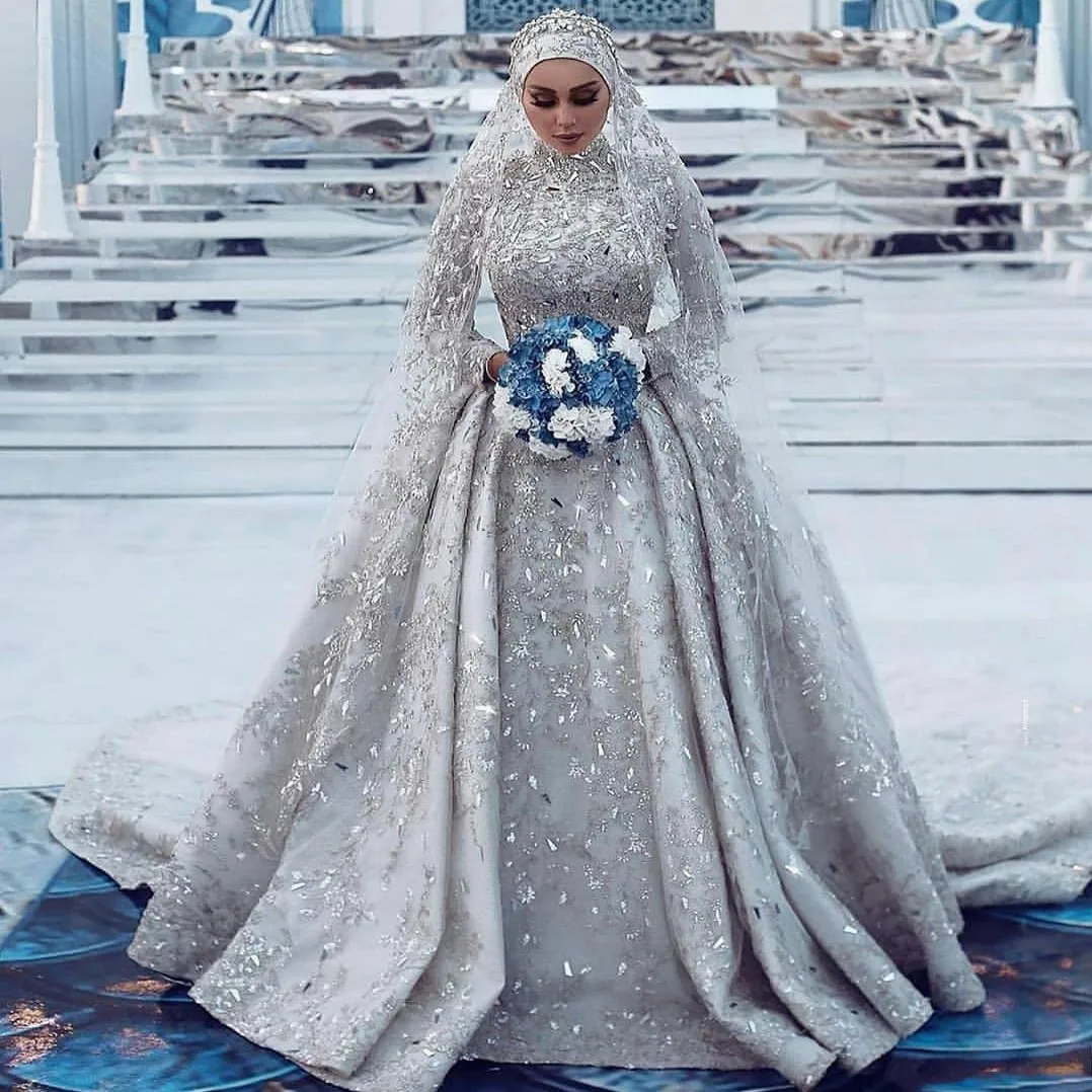 Wedding Dresses Bridal Gowns 2022 Luxury Saudi Arabic Lace A-line High Neck Muslim Sparkly Long Sleeves Sequin Crystal Customed
Wedding Dresses Bridal Gowns 2022 Luxury Saudi Arabic Lace A-line High Neck Muslim Sparkly Long Sleeves Sequin Crystal Customed