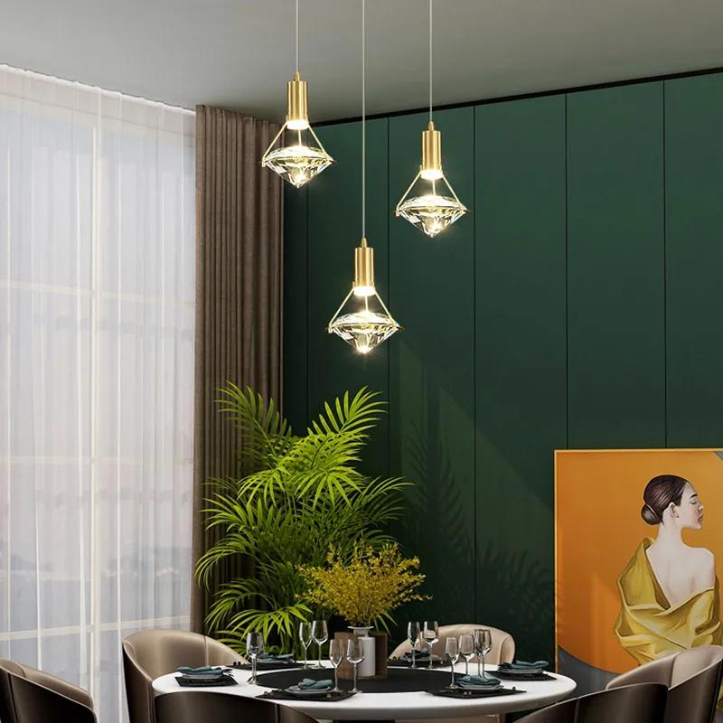 Diamond Pendant Light Postmodern Dining Room Crystal LED Chandelier Bedroom Lamp Bedside Chandelier Dining Hanging Decorations
Diamond Pendant Light Postmodern Dining Room Crystal LED Chandelier Bedroom Lamp Bedside Chandelier Dining Hanging Decorations